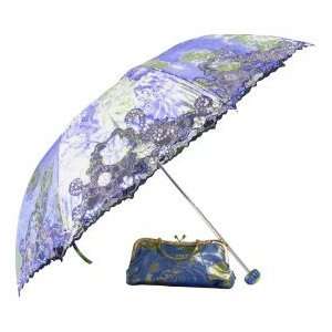   Anti uv Sun Umbrella, Parasol Triple Folding Umbrella Blue Health
