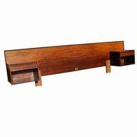 Vintage Rosewood Headboard Nightstands Tables  