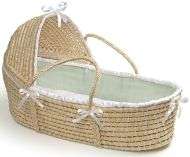Natural Moses Basket with Sage Waffle Bedding  