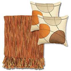 Rust/ Brown Throw Blanket and Decorative Pillows  