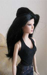 Wig for Barbie Fashion Royalty sz 4.5 Black  