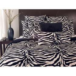   White Zebra Print Twin size Microplush Comforter Set  