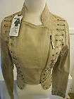 Mur Mur Beige White Stitch Jacket with Zipper Size Large New with Tags