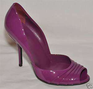 GUCCI purple pleated patent peep toe shoes size 38/8  