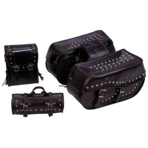 4pc Waterproof PVC Black Motorcycle Saddle Bags Set  