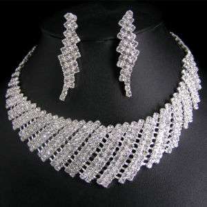 Wedding/Bridal crystal necklace earrings set S252  