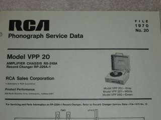 RCA 1970 Phonograph/Record Player VPP 20 SERVICE MANUAL  