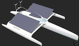 Sun Yatch Trimaran Solar Power Concept Desk Wood Model  
