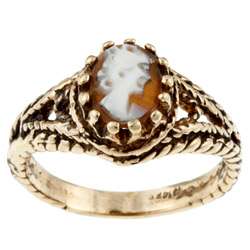 14k Yellow Gold Antiqued Cameo Ring  