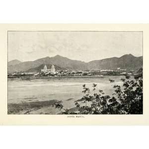  1901 Halftone Print Caribbean Sea Colombia Santa Marta City 