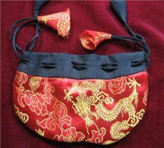 pur137 Tibetan BUDDHIST Dragon Flower Print Silk Fabric JEWELRY MALA 