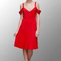 to Z Womens Lipstick Red Off the shoulder Dress