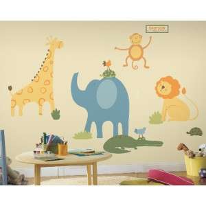 New GIANT ZOO ANIMALS WALL DECALS Baby Nursery Animal Stickers 
