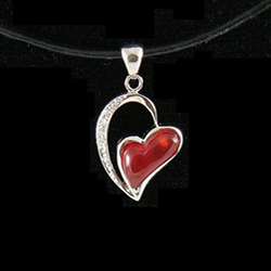 Red Agate Heart Pendant Necklace (China)  