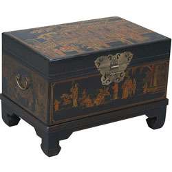   Bonded Leather Hand painted End Table/ Storage Trunk  