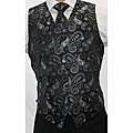 Ferrecci Mens Black/ Grey Paisley 4 piece Vest Set
