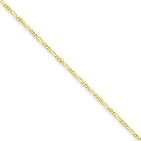 New 10K Gold 1.75mm Polished Figaro 8 Chain Bracelet  