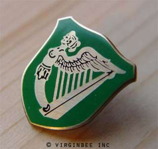 IRISH GREEN FLAG IRELAND HARP WINGED MAIDEN ERIN PIN  