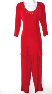 NWT Slinky Brand Spotted Chameleon Tunic & Pants RED/M  