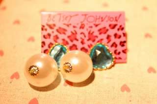   Aquamarine Heart Pearl Dangle Drop Earring *U.S* Mothers Day Gift