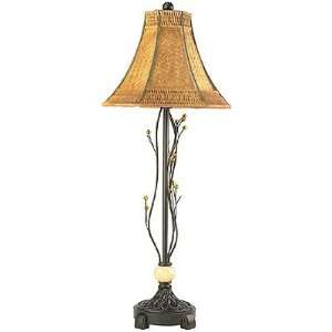  Dark Bronze Table Lamp With Woven Shade