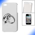 Double Rings Print Hard Plastic IMD Back Cover Guard White for iPhone 
