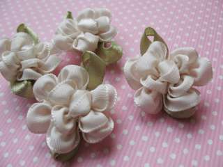 40 Spring Fancy Satin Ribbon Flower Applique Ivory  