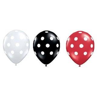 36ct Assorted Red Black Clear Balloons with White Polka Dots