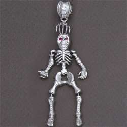 Mens 925 Sterling Silver Skull Skeleton Pendant Charm  
