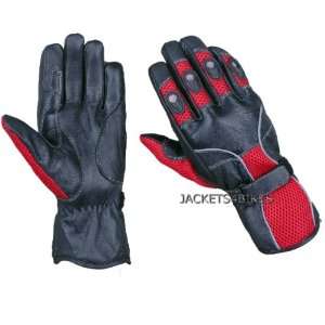    NEW BIKER LEATHER MESH MOTORCYCLE BIKE GLOVES RED S Automotive