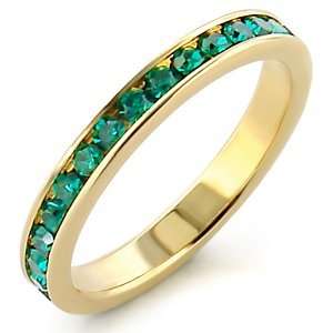  Blue Zircon Swarovski Gold Tone Ring SZ 6 Jewelry