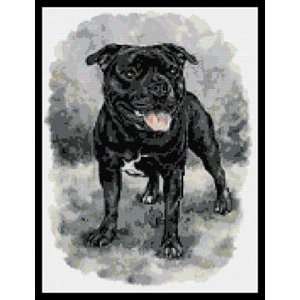  Staffordshire Bull Terrier Black Counted Cross Stitch Kit 
