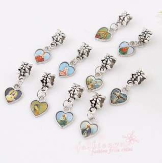 Lot 50 Pcs Jesus Christianism Icon Heart Charm Beads 1  