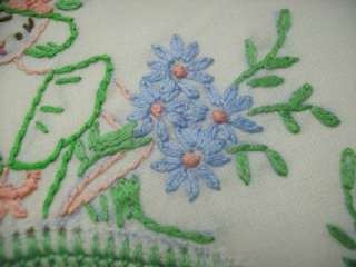   VTG Southern Belle HAND EMBROIDERED PILLOW CASE SET Shabby Chic Look