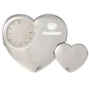  Penn State Nittany Lions Silver Tone Double Heart Clock 