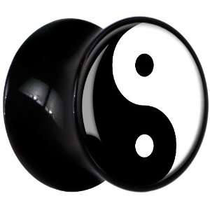  20mm Black Acrylic Yin Yang Symbol Saddle Plug Body Candy 