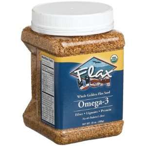  Flax USA Organic Whole Golden Flax Seed, 25 oz Canister, 4 