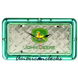  John Deere Tractor Truck Green Neon License Plate Clock 