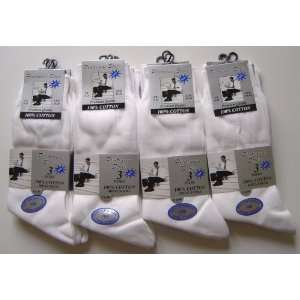 12 Pairs Mens 100% cotton white socks / size 6   11  