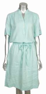 Sutton Studio Womens Linen Green Brown White Aqua Casual Beach Dress 