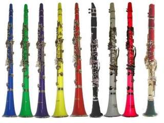  Bb CLARINET BLACK RED PINK GREEN BLUE PURPLE YELLOW WHITE WITH CASE 