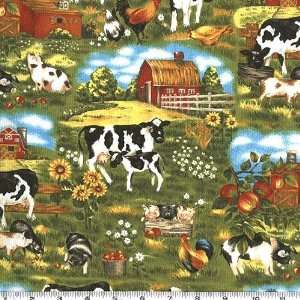  45 Wide Classic Country Barnyard Fabric By The Yard 