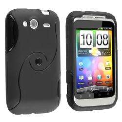 Frost Black S Shape TPU Rubber Skin Case for HTC Wildfire S 