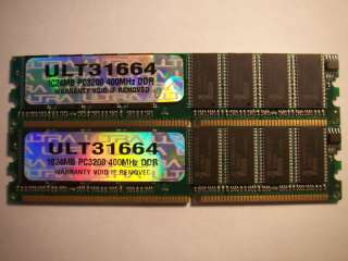   Liberty 2x 1GB DDR 400mhz PC3200 NON ECC Desktop Memory part# ULT31664