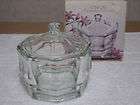 indiana concord clear glass 8 sided candy dish lid nib