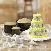   MINI TIERED CAKE PAN SET WITH DECORATING ACCESSORIES (TOTAL 14PC. SET