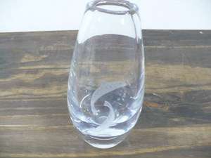 Kosta Vicke Lindstrand 50s 60s engraved crystal fish vase 6 