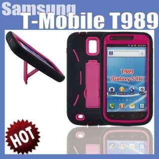   Samsung Galaxy S II T989 Heavyduty Case w/ PINK Kick Stand 2 LAYERS