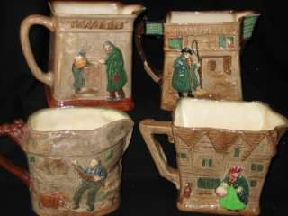   Dickens Set Of 4 Pitchers/Jugs~Pickwick~Oliver~Peggoty~Old London