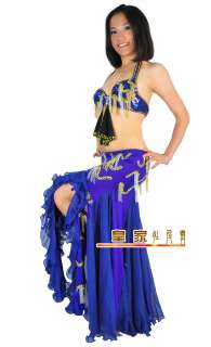 Blue professional Design Belly Dance Costume Set Bra Skirt  